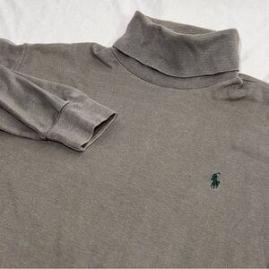 Vintage Mens Polo Ralph Lauren Turtleneck Size ~XL 90s Gray Knit Cotton Shirt